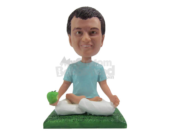 Custom Bobblehead Attractive Male Doing Yoga With A Healthy Apple In Hand - Sports & Hobbies Yoga & Relaxation Personalized Bobblehead & Cake Topper Custom Bobblehead Attractive Male Doing Yoga With A Healthy Apple In Hand - Sports & Hobbies Yoga & Relaxation Personalized Bobblehead & Cake Topper
